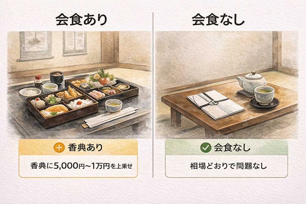 法要の会食あり・なしによる香典金額の考え方