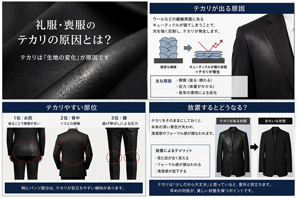 礼服・喪服のテカリの原因と対処法